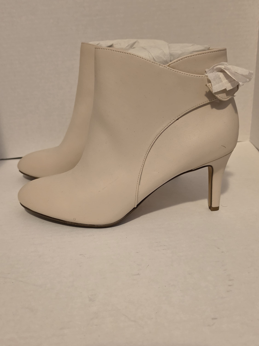 Alfani Step Flex Cream Ankle Booties with Sculpted Stiletto Heel
